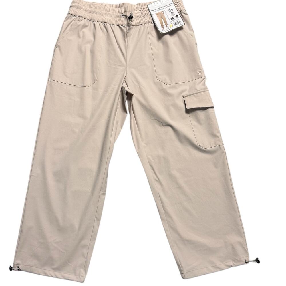 RBX Textured Nylon Cropped Cargo Pants Size M in Sand